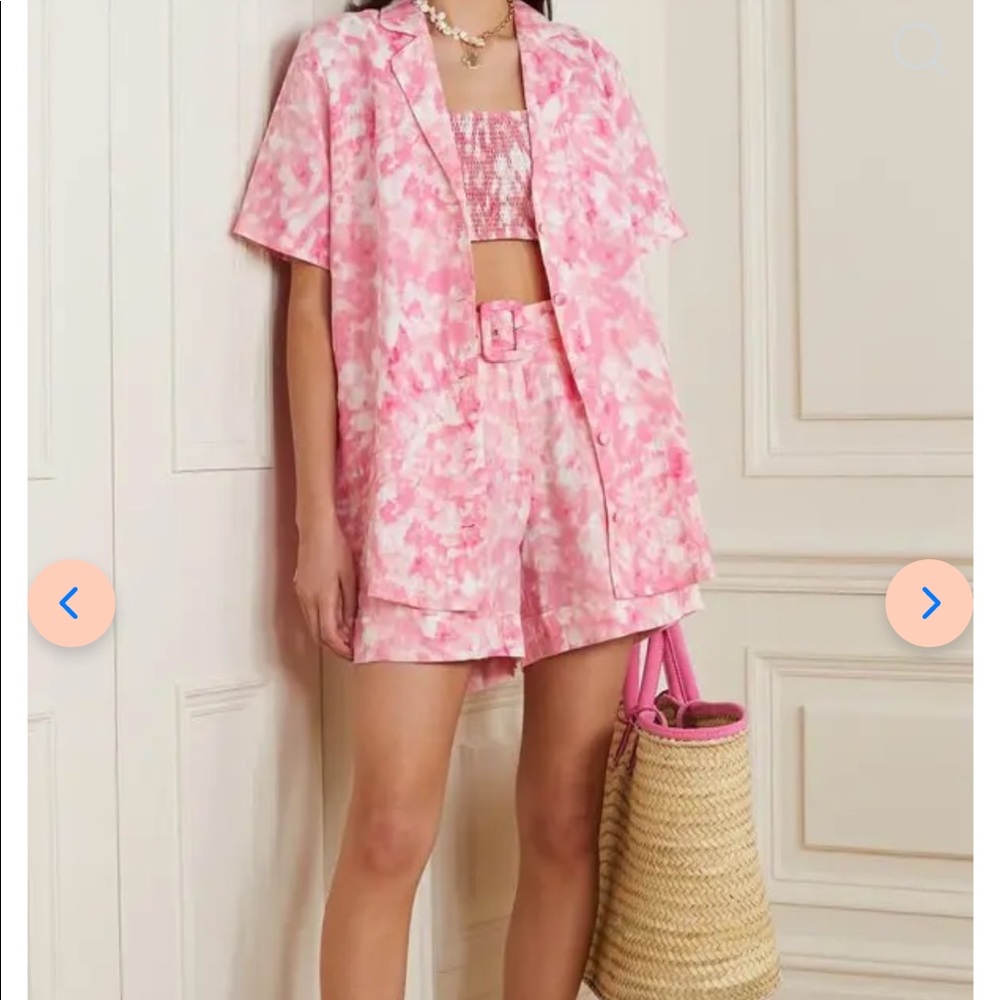 Faithful the brand Pink Charlita Tie-Dyed Linen Shirt